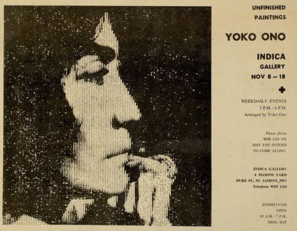 Advertisement for Yoko Ono's exhibition Unfinished Paintings, 1966