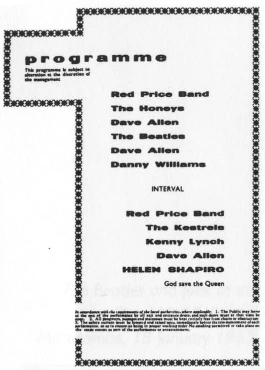 Programme from The Beatles' concert in Bradford, 2 February 1963