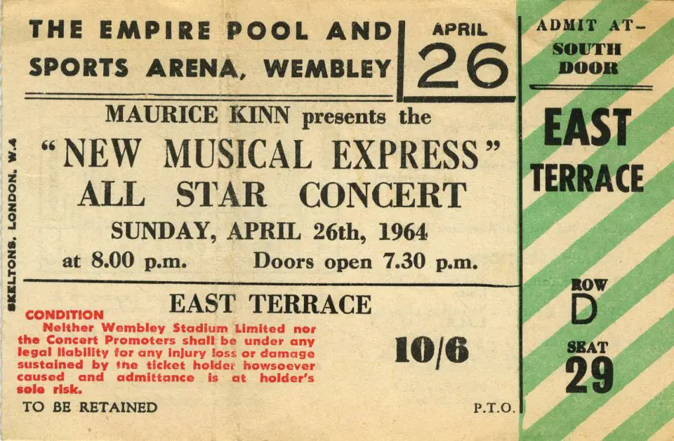 Ticket for The Beatles at the NME Poll-Winners’ All-Star Concert, 26 April 1964