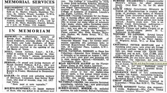 Advertisement about Maharishi Mahesh Yogi, The Times newspaper, 3 August 1967