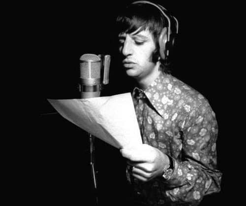 Ringo Starr recording his vocals for Good Night, 1968