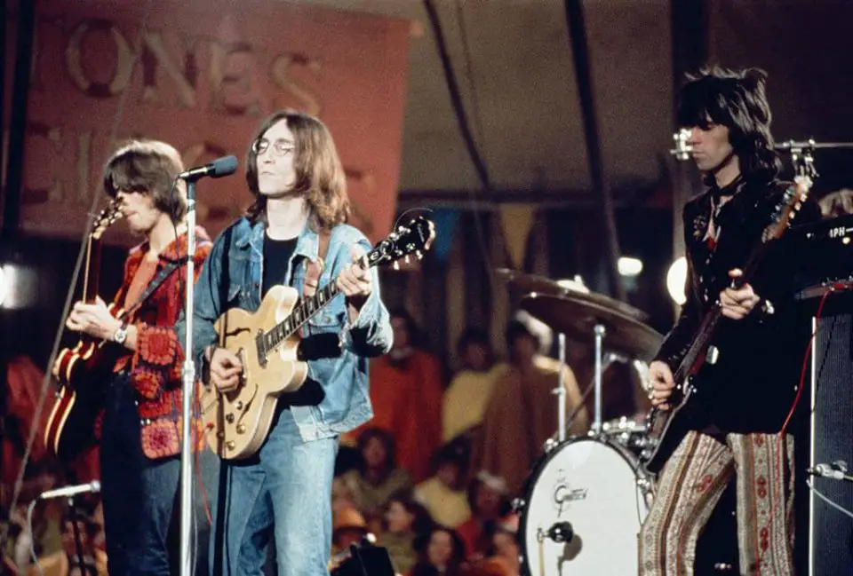 John Lennon and The Dirty Mac at the Rolling Stones' Rock And Roll Circus, 11 December 1968