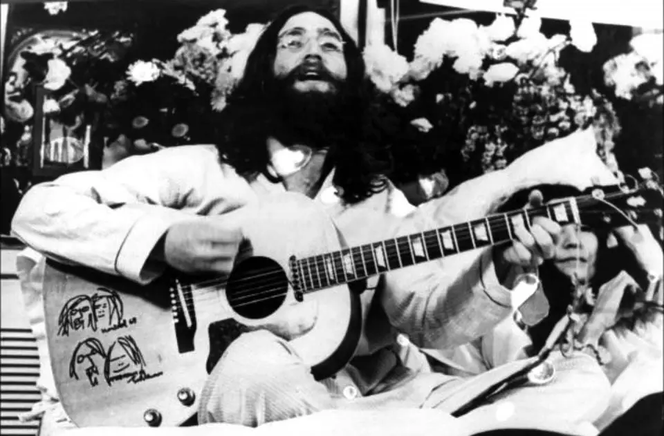 John Lennon recording Give Peace A Chance, 1 June 1969
