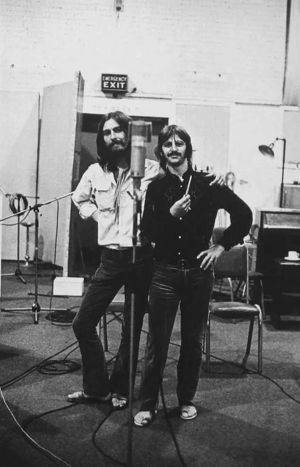 George Harrison and Ringo Starr recording Octopus's Garden, 17 July 1969