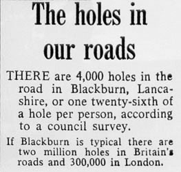 Daily Mail article, 'The holes in our roads', which inspired The Beatles' A Day In The Life