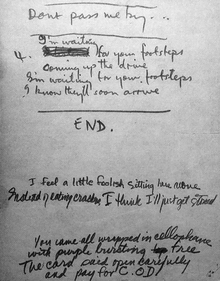 The Beatles' handwritten lyrics for Ringo Starr's Don't Pass Me By