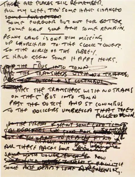 John Lennon's draft lyrics for In My Life