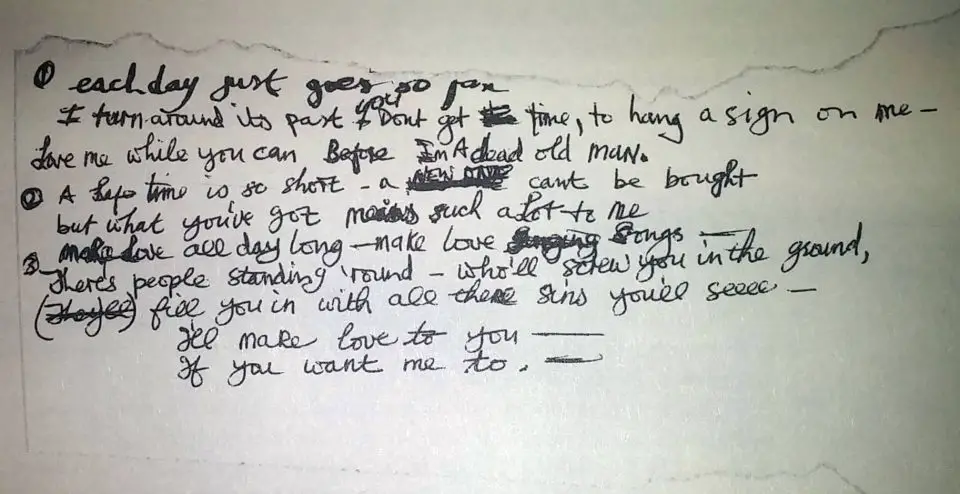 George Harrison's lyrics to the Revolver song Love You To