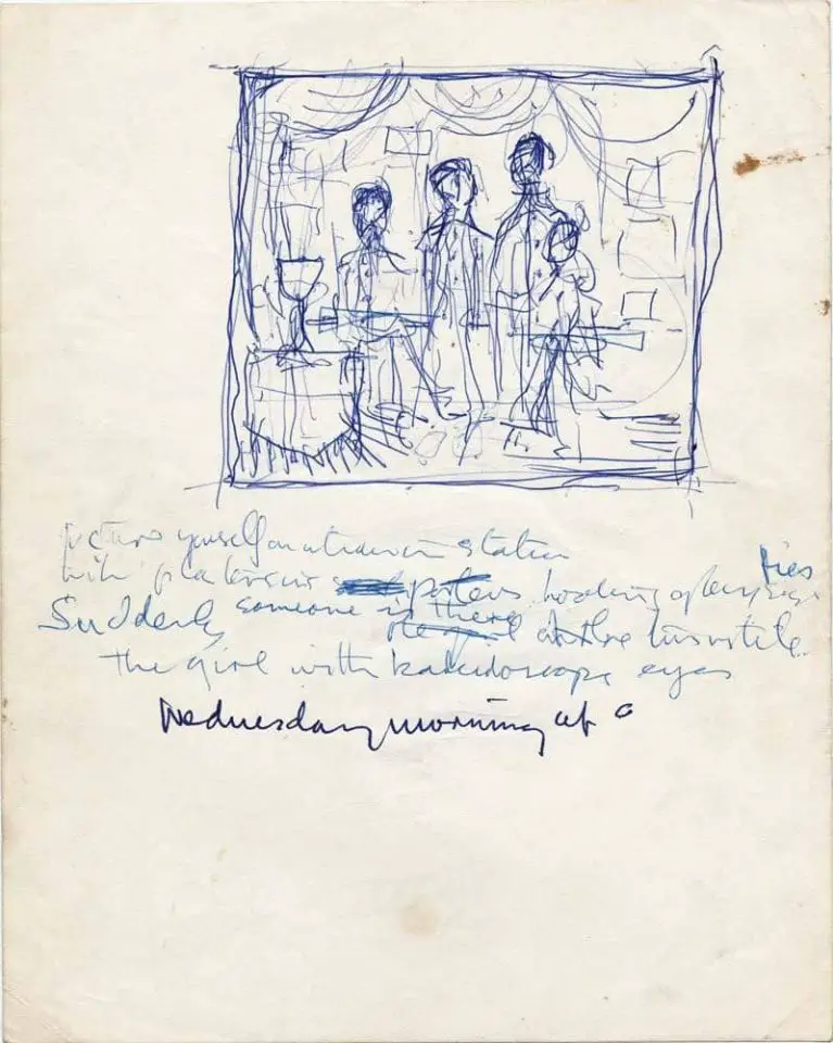 John Lennon's handwritten lyrics for Lucy In The Sky With Diamonds
