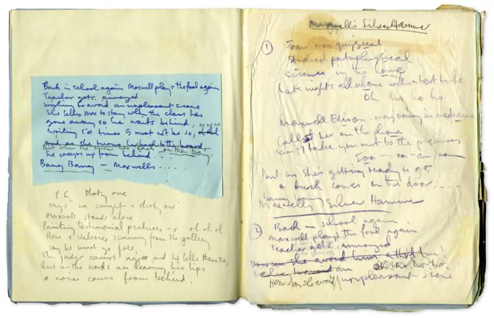 Paul McCartney's handwritten lyrics for Maxwell's Silver Hammer