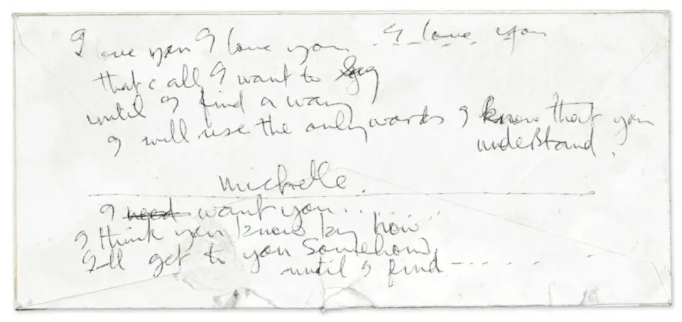 Paul McCartney's handwritten lyrics for Michelle
