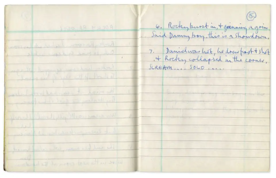Paul McCartney's handwritten lyrics for Rocky Raccoon