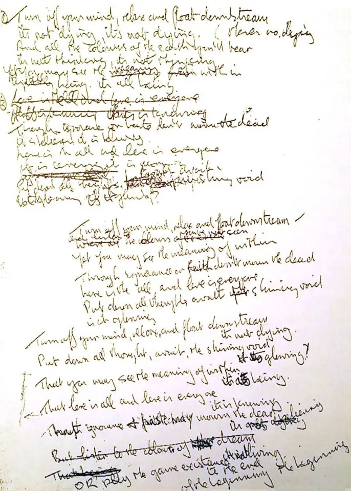 John Lennon's lyrics for The Beatles' song Tomorrow Never Knows