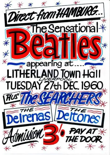 Poster for The Beatles at Litherland Town Hall, Liverpool, 27 December 1960