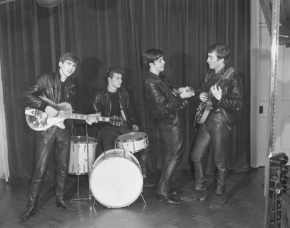 The Beatles at their first photo session, 17 December 1961