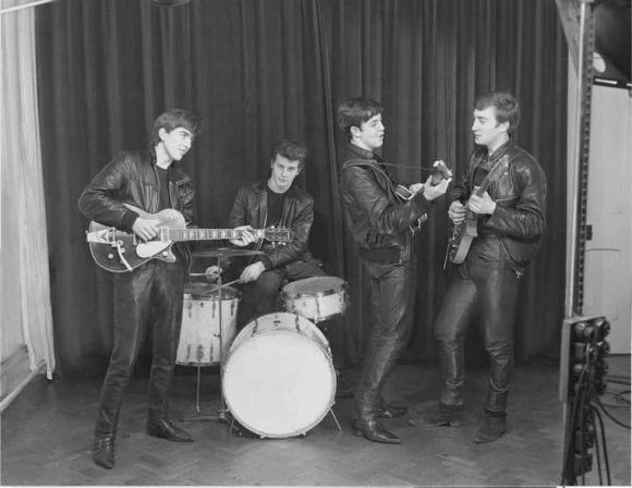 The Beatles at their first photo session, 17 December 1961