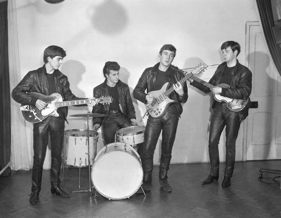 The Beatles at their first photo session, 17 December 1961