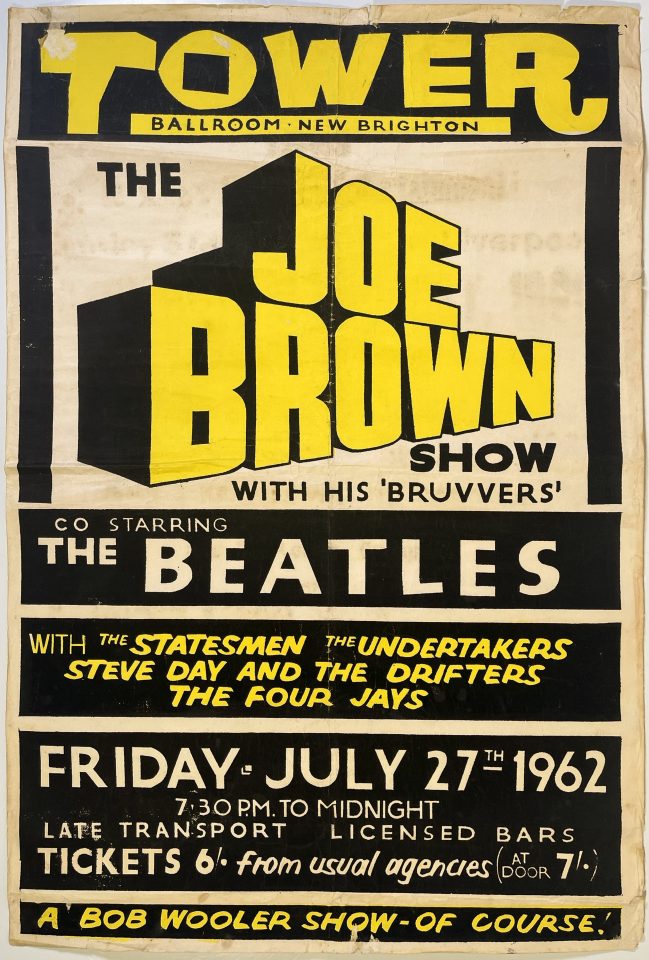 Poster for Joe Brown and The Beatles at the Tower Ballroom, New Brighton, 27 July 1972