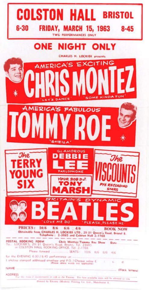 Poster for The Beatles at the Colston Hall, Bristol, 15 March 1963