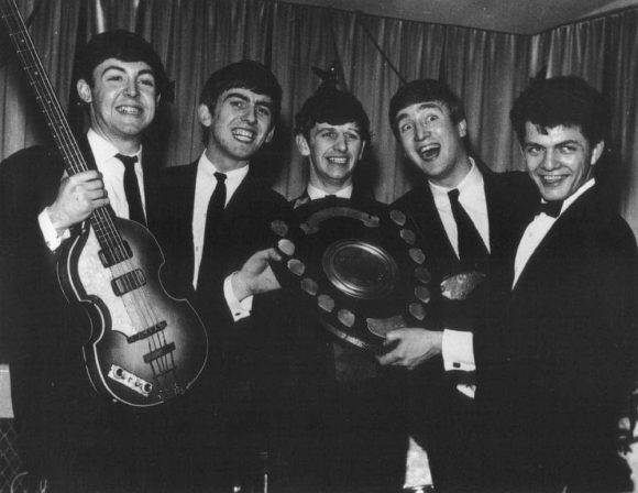 The Beatles with Mersey Beat founder Bill Harry, 1963