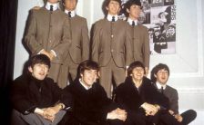 The Beatles with their Madame Tussaud's waxwork figures, London, 29 April 1964