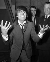 29 April 1964: The Beatles are photographed with their Madame Tussauds wax  figures