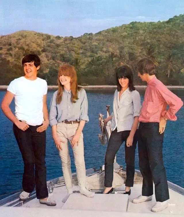 Paul McCartney, Jane Asher, Maureen Starkey and Ringo Starr in the Virgin Islands, May 1964