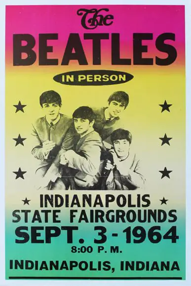 Poster for The Beatles at State Fair Coliseum, Indianapolis, 3 September 1964