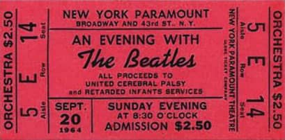 Ticket for The Beatles at the Paramount Theatre, New York City, 20 September 1964