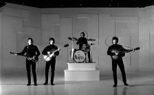 The Beatles filming the title sequence from Help!, 22 April 1965