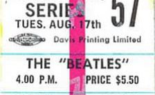 Ticket for The Beatles at the Maple Leaf Gardens, Toronto, Canada, 17 August 1965