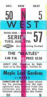 Ticket for The Beatles at the Maple Leaf Gardens, Toronto, Canada, 17 August 1965