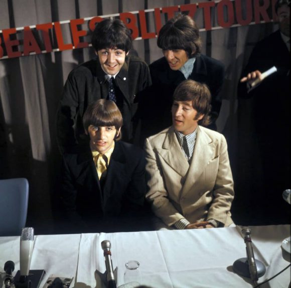The Beatles at a press conference in Hamburg, Germany, 26 June 1966