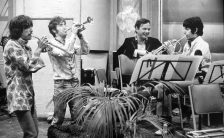 The Beatles with Brian Epstein, 25 June 1967 (photo: David Magnus)