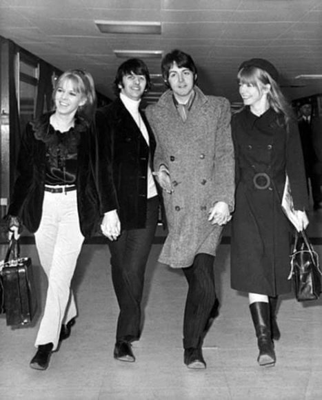 Ringo Starr and Maureen Starkey, Paul McCartney and Jane Asher fly to India, 19 February 1968