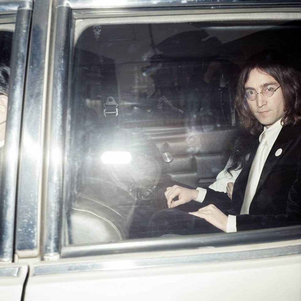 John Lennon leaves Marylebone Magistrates Court, 28 November 1968