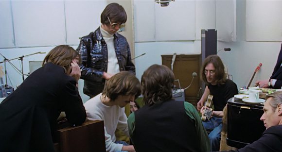 Ringo Starr, Glyn Johns, George Harrison, Paul McCartney, John Lennon, George Martin – Apple Studios, 29 January 1969