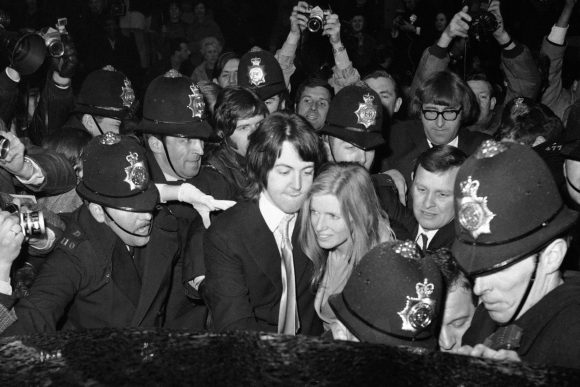 Paul and Linda McCartney on their wedding day, 12 March 1969