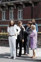 The Beatles prepare for the Abbey Road album cover photo shoot, 8 August 1969