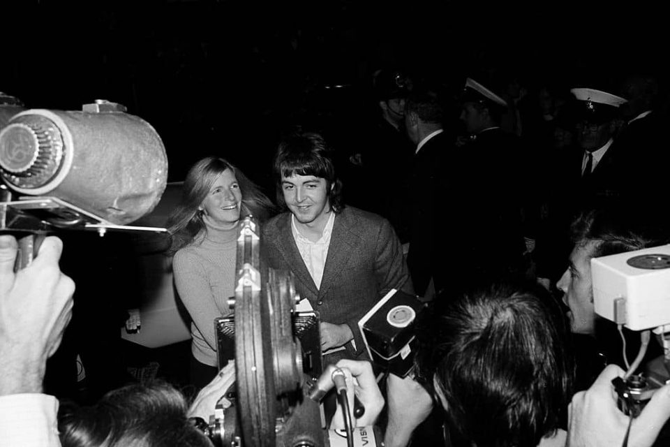 Paul and Linda McCartney attend the premiere of Midnight Cowboy, 25 September 1969