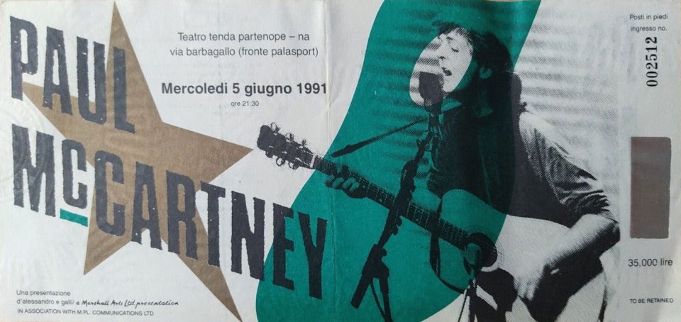 Paul McCartney ticket – Naples, Italy, 5 June 1991