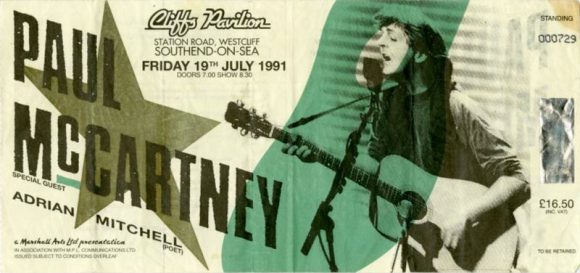 Paul McCartney ticket – Westcliff-on-Sea, England, 19 July 1991