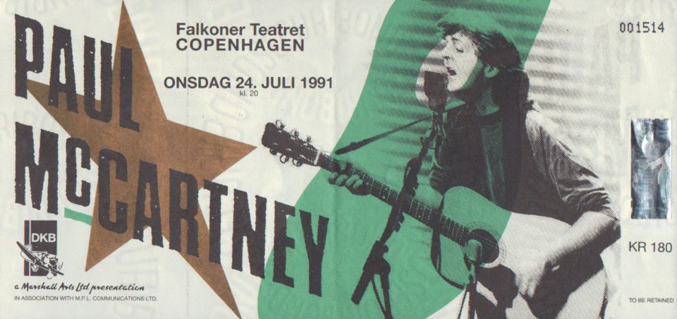 Paul McCartney ticket – Copenhagen, Denmark, 24 July 1991