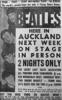 Newspaper advertisement for The Beatles in Auckland, June 1964