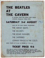 Ticket for The Beatles' final Cavern Club show, 3 August 1963