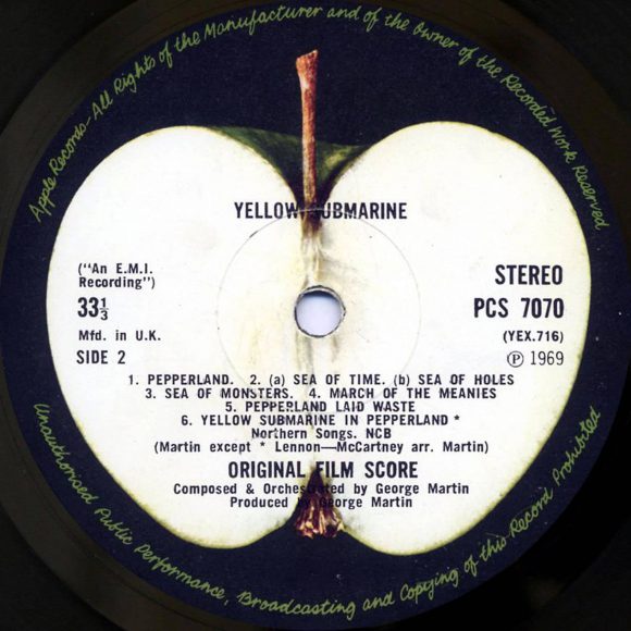 The Beatles' Yellow Submarine soundtrack album label (b-side)