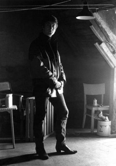 John Lennon in Stuart Sutcliffe's art studio at Astrid Kirchherr's house, 1962