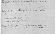 John Lennon's handwritten lyrics for Because