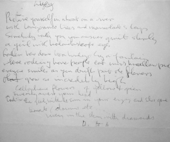 John Lennon's handwritten lyrics for Lucy In The Sky With Diamonds