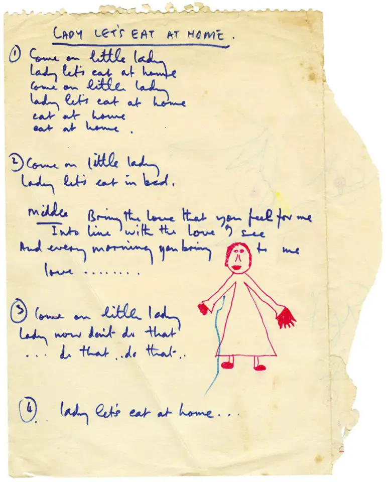 Paul McCartney's handwritten lyrics for Eat At Home